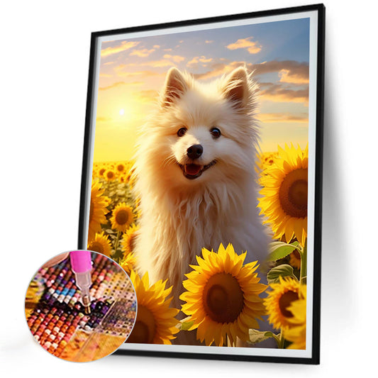 Sunflower Dog - Full Round Drill Diamond Painting 30*40CM
