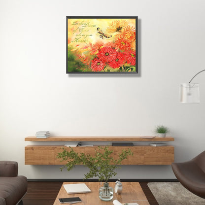 Butterfly Flower Font - Full Round Drill Diamond Painting 50*40CM