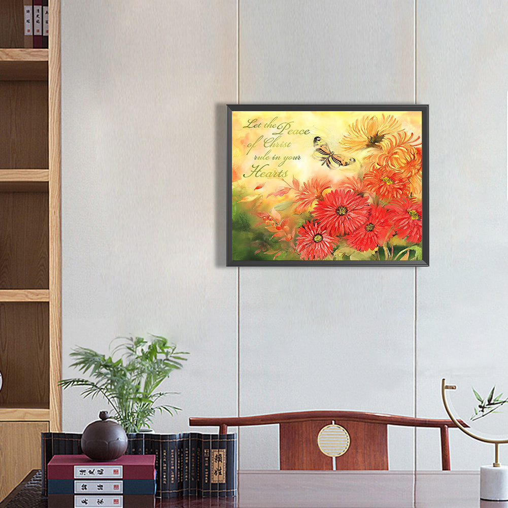 Butterfly Flower Font - Full Round Drill Diamond Painting 50*40CM