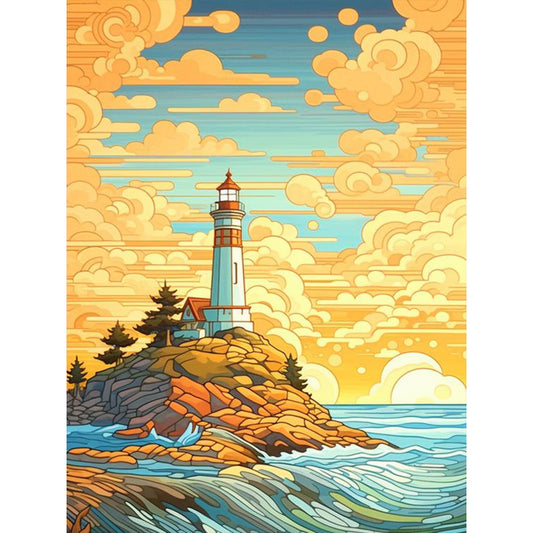 Chaoyang Seaside Lighthouse - Full Round Drill Diamond Painting 30*40CM