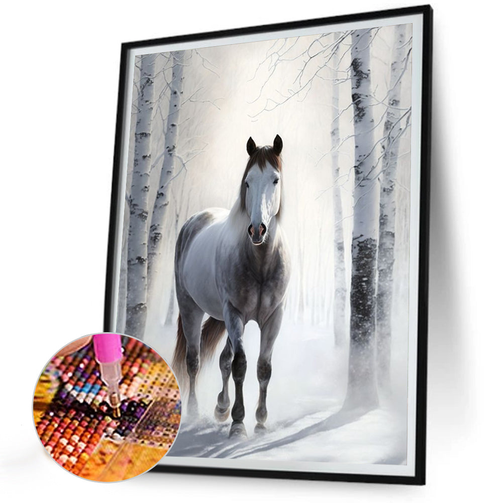 White Horse - Full Round Drill Diamond Painting 30*40CM