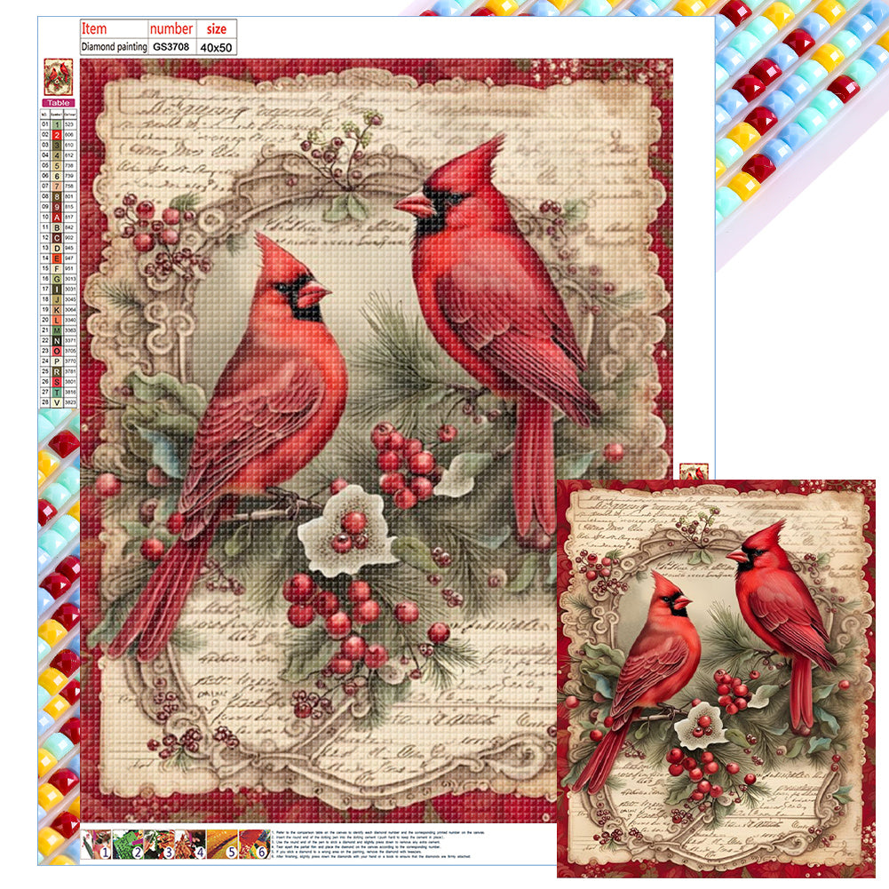 Christmas Cardinal - Full Square Drill Diamond Painting 40*50CM