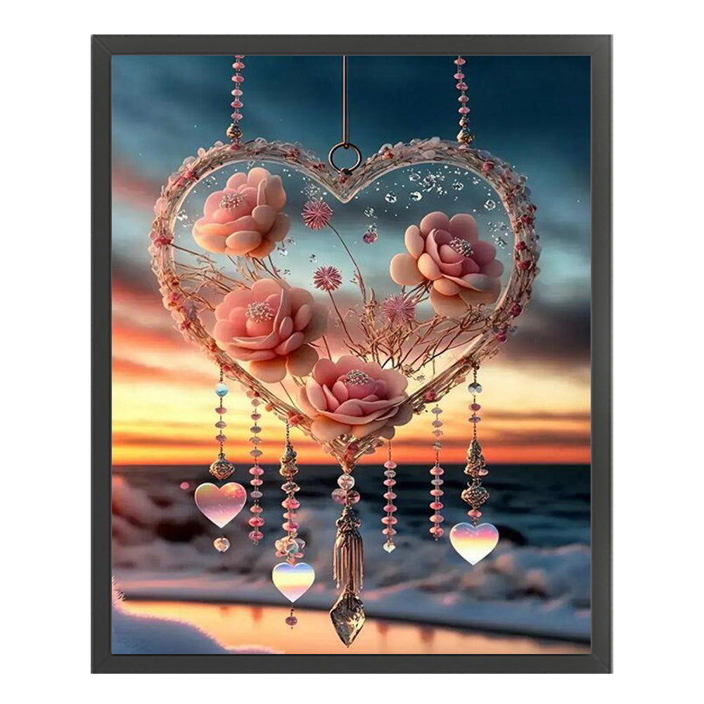 Heart Rose Pendant - 11CT Stamped Cross Stitch 40*50CM