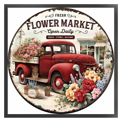 Flower Truck - 11CT Stamped Cross Stitch 40*40CM