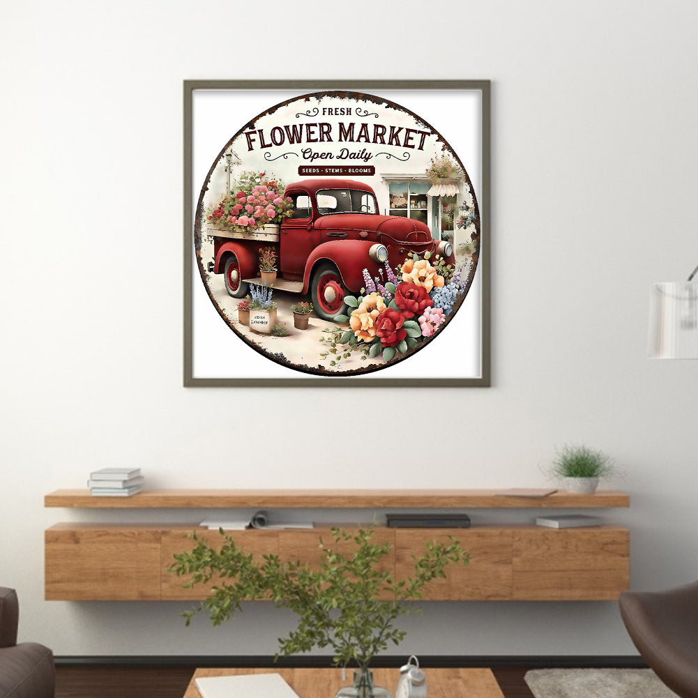 Flower Truck - 11CT Stamped Cross Stitch 40*40CM