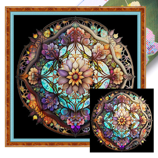 Mandala Flowers - 11CT Stamped Cross Stitch 40*40CM