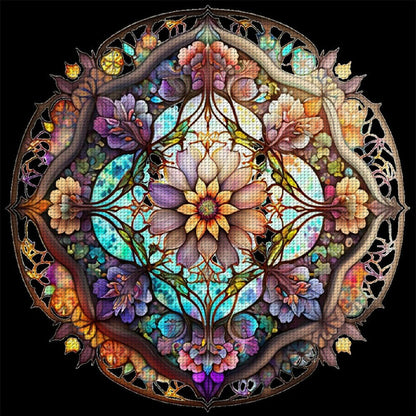 Mandala Flowers - 11CT Stamped Cross Stitch 40*40CM