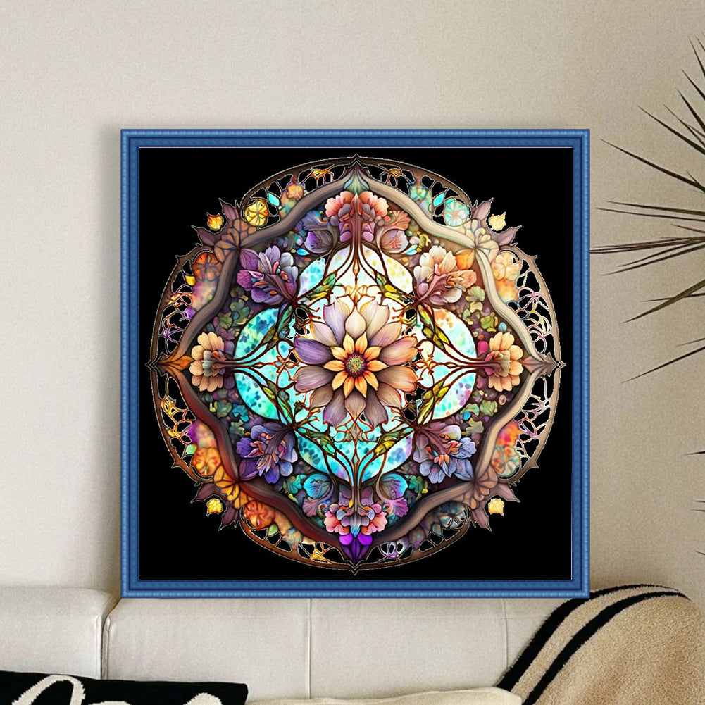 Mandala Flowers - 11CT Stamped Cross Stitch 40*40CM