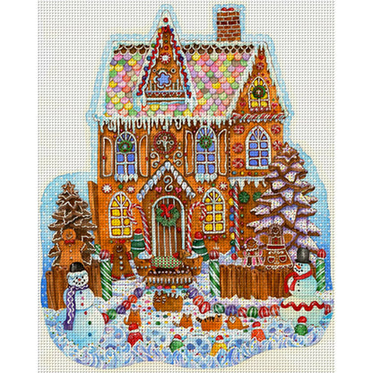 Snowman Christmas Cabin - 11CT Stamped Cross Stitch 50*60CM