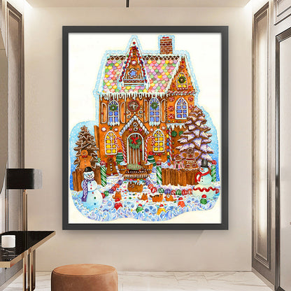 Snowman Christmas Cabin - 11CT Stamped Cross Stitch 50*60CM