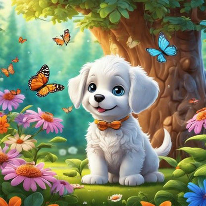Puppy - Full Round Drill Diamond Painting 30*30CM