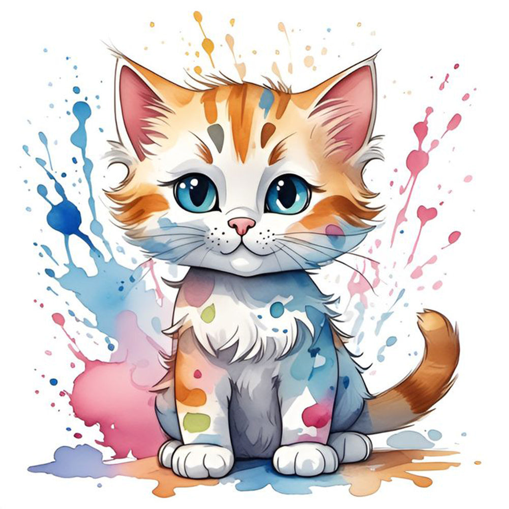 Cat - Full Round Drill Diamond Painting 30*30CM