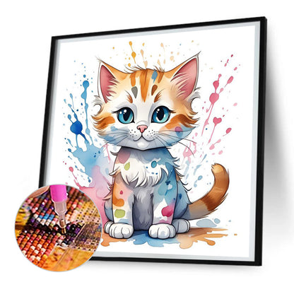 Cat - Full Round Drill Diamond Painting 30*30CM