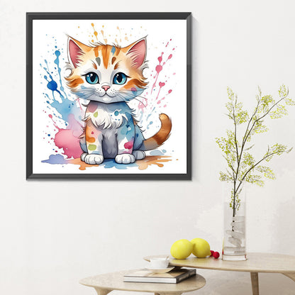 Cat - Full Round Drill Diamond Painting 30*30CM