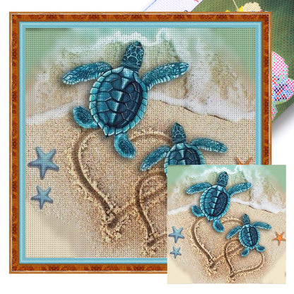 Turtle On The Beach - 11CT Stamped Cross Stitch 40*40CM