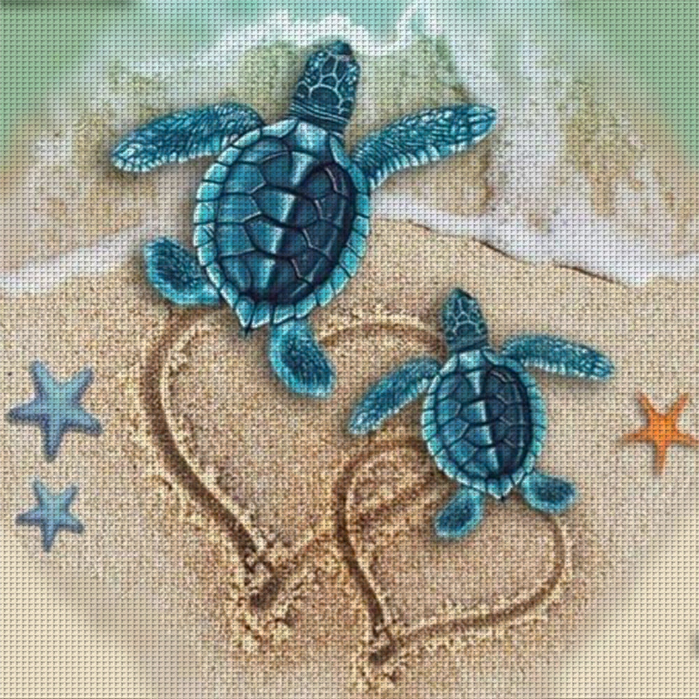 Turtle On The Beach - 11CT Stamped Cross Stitch 40*40CM