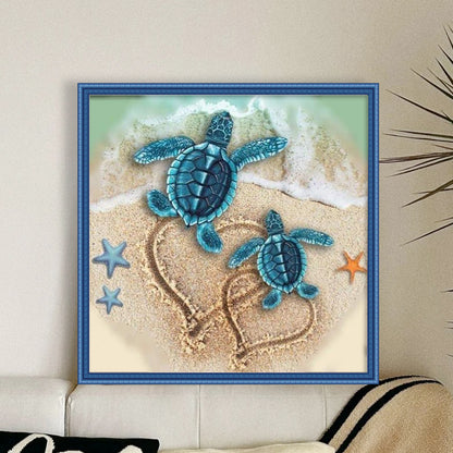 Turtle On The Beach - 11CT Stamped Cross Stitch 40*40CM