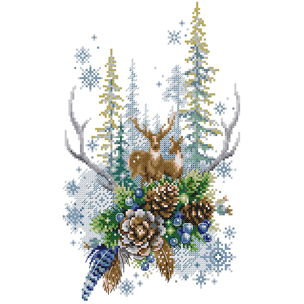 Winter Forest Elf - 14CT Stamped Cross Stitch 22*34CM(Joy Sunday)