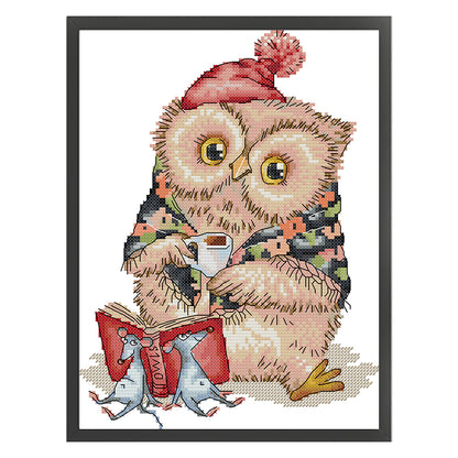 Owl Who Loves To Learn - 14CT Stamped Cross Stitch 22*30CM(Joy Sunday)