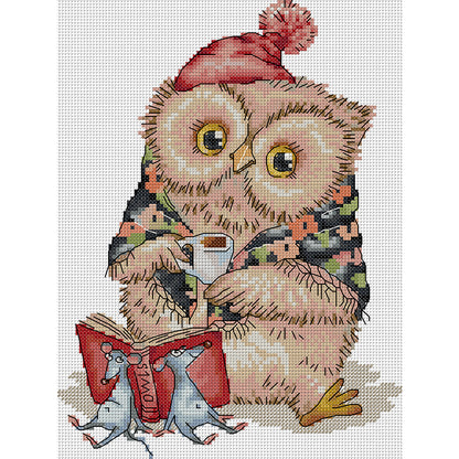 Owl Who Loves To Learn - 14CT Stamped Cross Stitch 22*30CM(Joy Sunday)