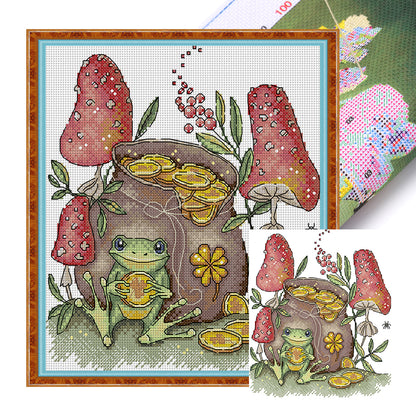 Frog'S Treasure - 14CT Stamped Cross Stitch 22*27CM(Joy Sunday)