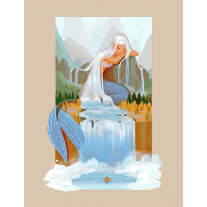 Silver-Haired Mermaid - Full Round Drill Diamond Painting 50*60CM