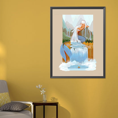 Silver-Haired Mermaid - Full Round Drill Diamond Painting 50*60CM