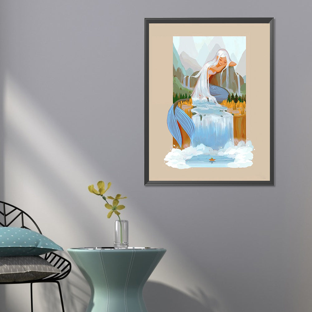 Silver-Haired Mermaid - Full Round Drill Diamond Painting 50*60CM