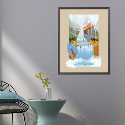 Silver-Haired Mermaid - Full Round Drill Diamond Painting 50*60CM