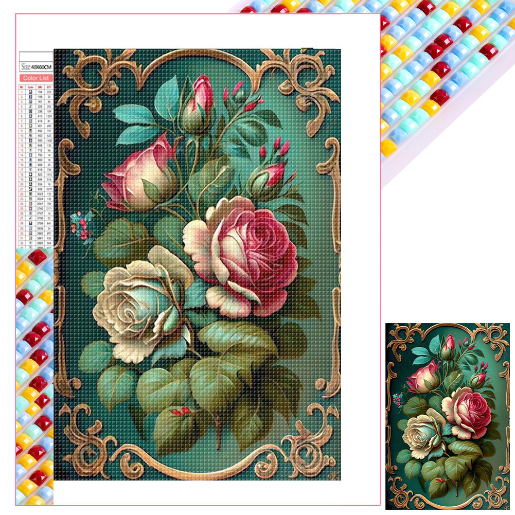 Vintage Flowers - Full Square Drill Diamond Painting 40*60CM