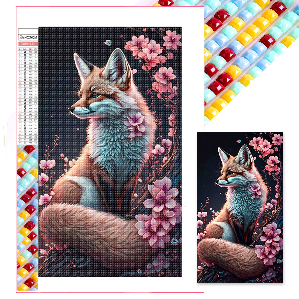 Peach Blossom Fox - Full Square Drill Diamond Painting 40*70CM