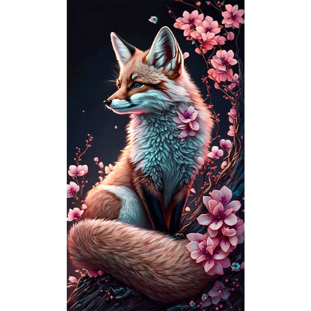 Peach Blossom Fox - Full Square Drill Diamond Painting 40*70CM