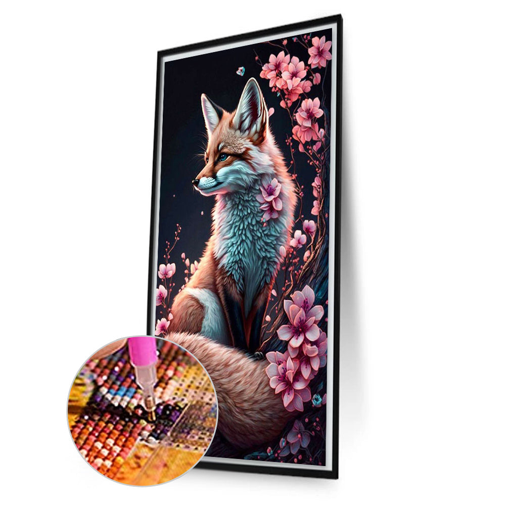 Peach Blossom Fox - Full Square Drill Diamond Painting 40*70CM