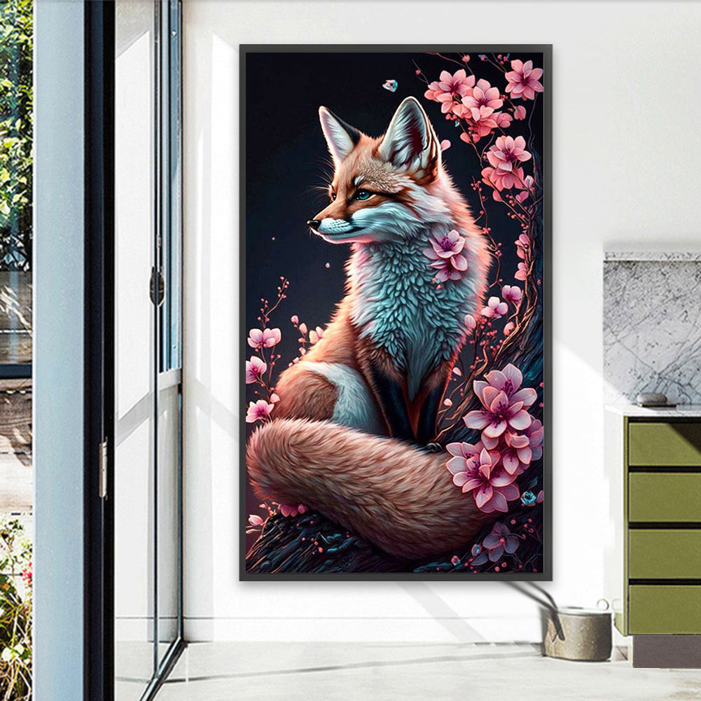 Peach Blossom Fox - Full Square Drill Diamond Painting 40*70CM