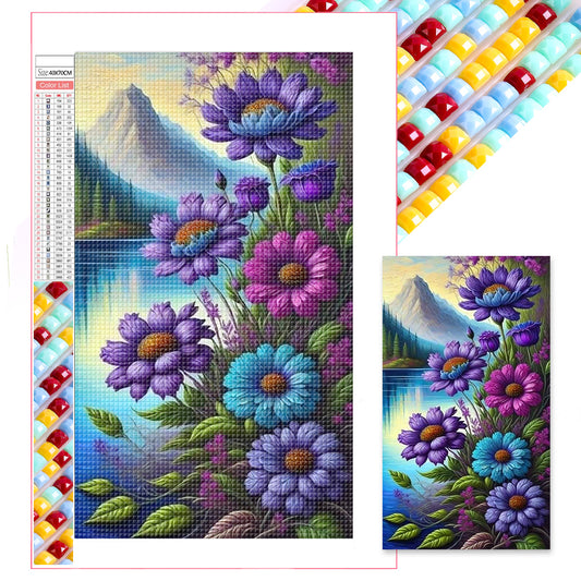 Flowers By The Lake - Full Square Drill Diamond Painting 40*70CM