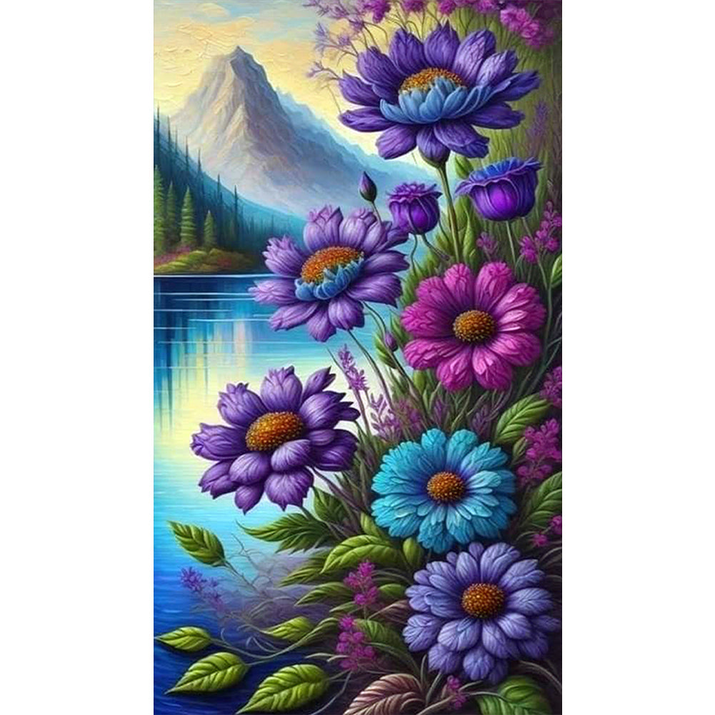 Flowers By The Lake - Full Square Drill Diamond Painting 40*70CM