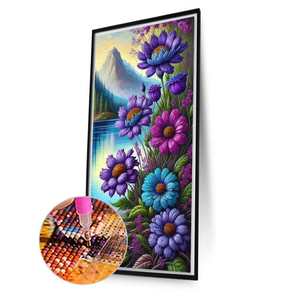 Flowers By The Lake - Full Square Drill Diamond Painting 40*70CM