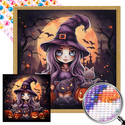 Halloween Little Girl - Full AB Dril Round Diamond Painting 40*40CM