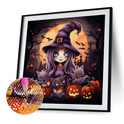 Halloween Little Girl - Full AB Dril Round Diamond Painting 40*40CM