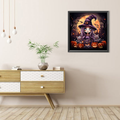 Halloween Little Girl - Full AB Dril Round Diamond Painting 40*40CM