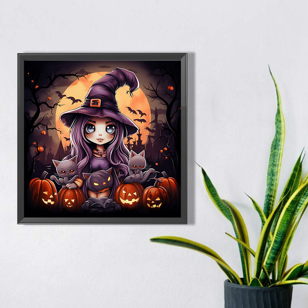 Halloween Little Girl - Full AB Dril Round Diamond Painting 40*40CM