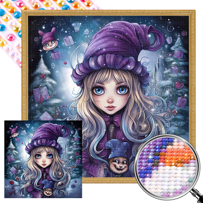 Winter Girl - Full AB Dril Round Diamond Painting 40*40CM