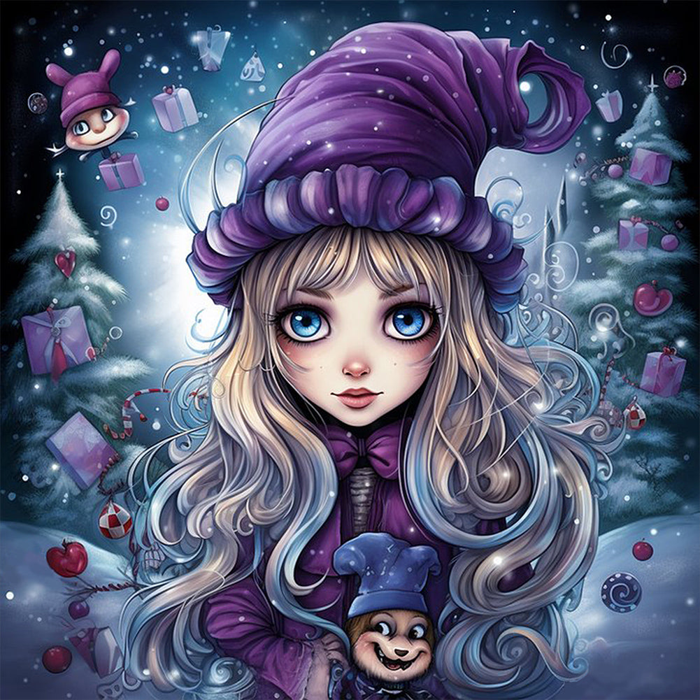 Winter Girl - Full AB Dril Round Diamond Painting 40*40CM