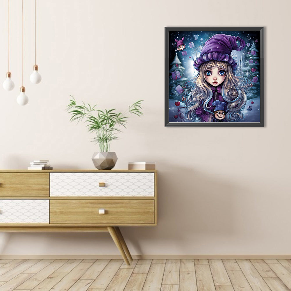 Winter Girl - Full AB Dril Round Diamond Painting 40*40CM