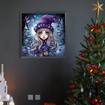 Winter Girl - Full AB Dril Round Diamond Painting 40*40CM