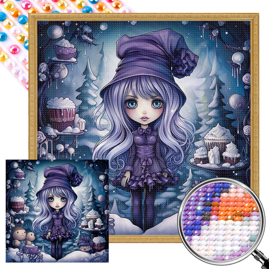 Winter Girl - Full AB Dril Round Diamond Painting 40*40CM