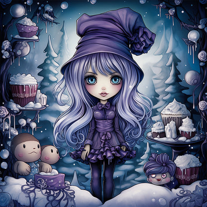 Winter Girl - Full AB Dril Round Diamond Painting 40*40CM