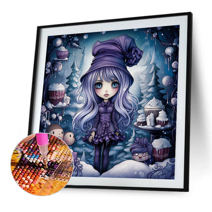 Winter Girl - Full AB Dril Round Diamond Painting 40*40CM