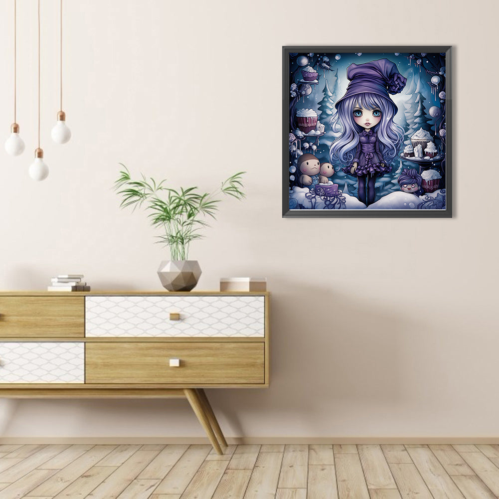 Winter Girl - Full AB Dril Round Diamond Painting 40*40CM