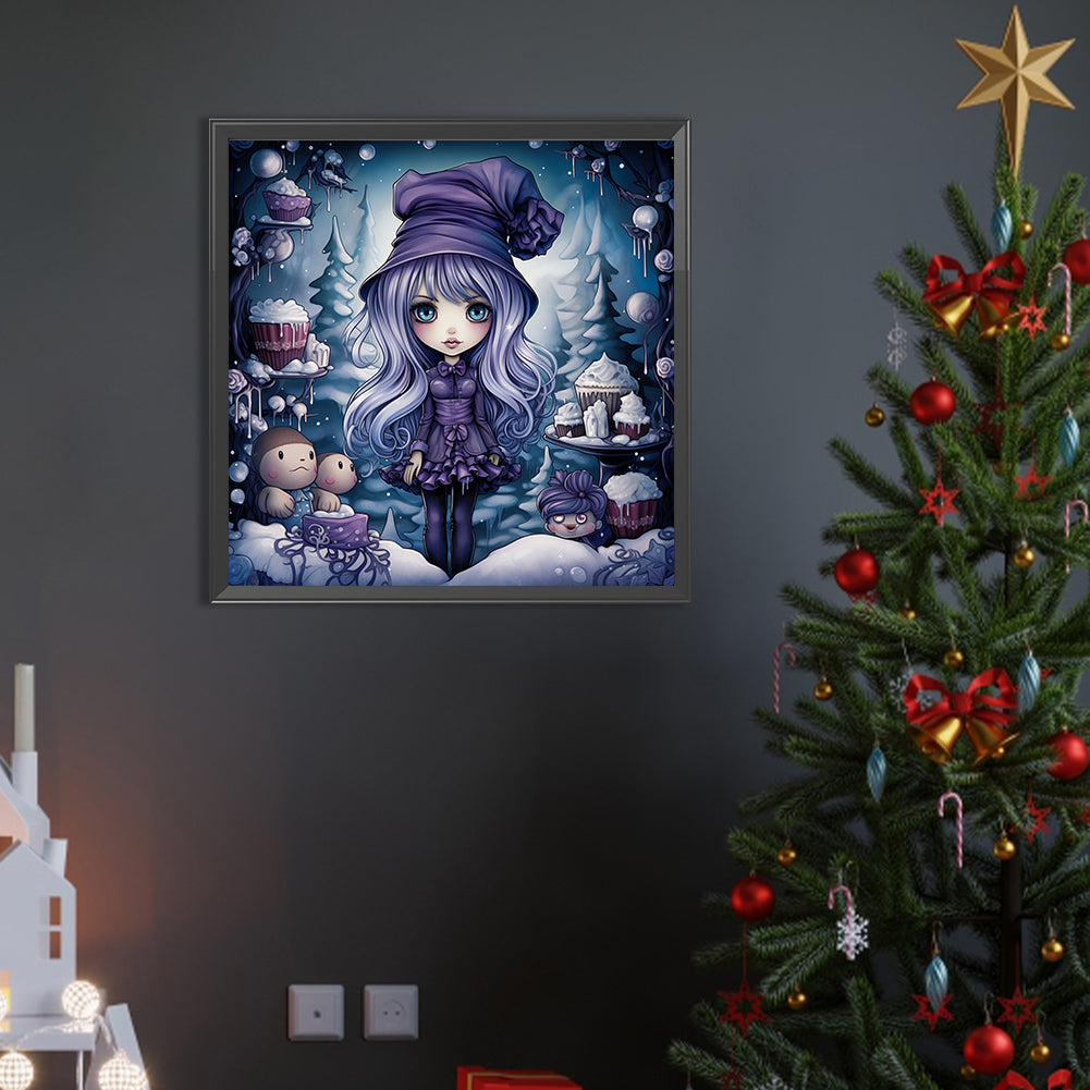 Winter Girl - Full AB Dril Round Diamond Painting 40*40CM